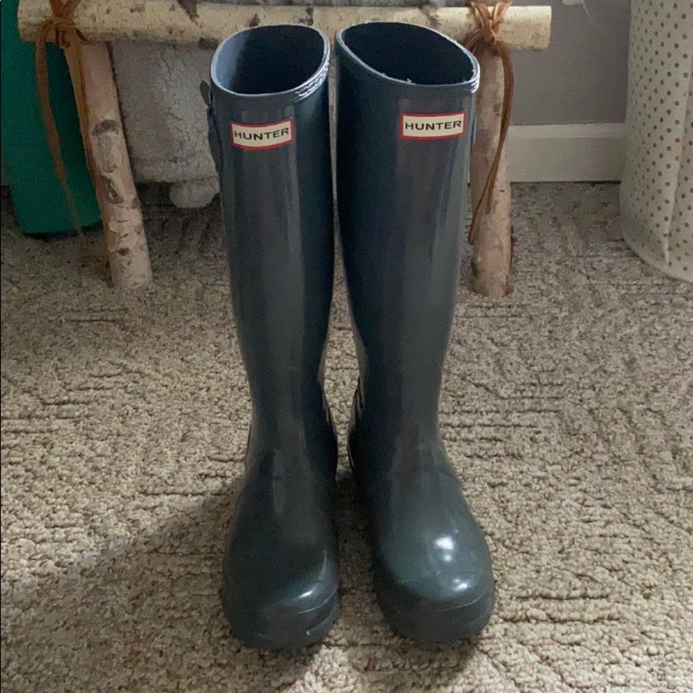 Gray hunter rain boots